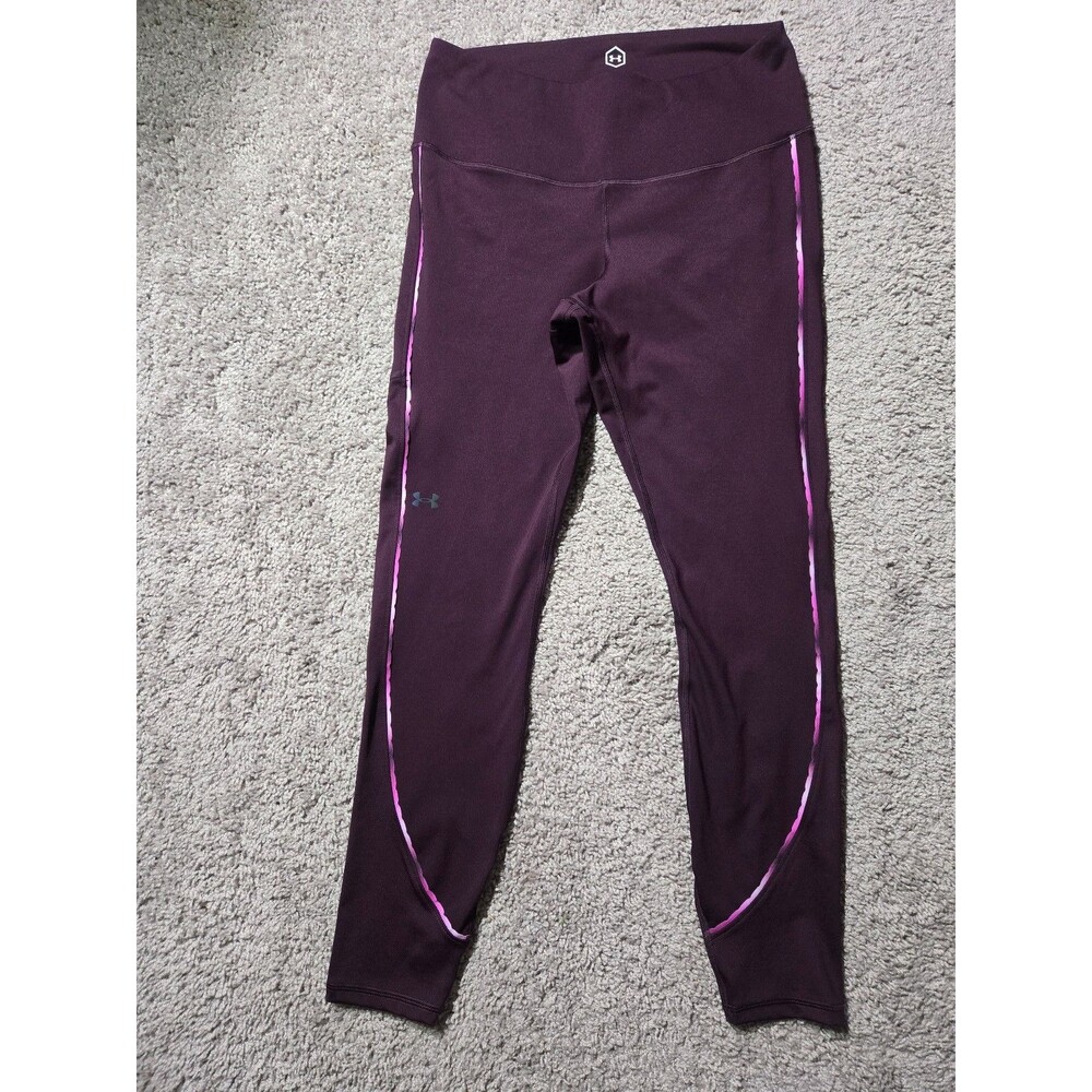 Under Armour Women's Rush Leggings Scallop Purple Size Large Heatgear Celliant